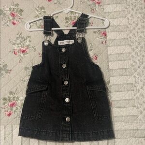 Zara Kids Charcoal Denim Overall Dress
